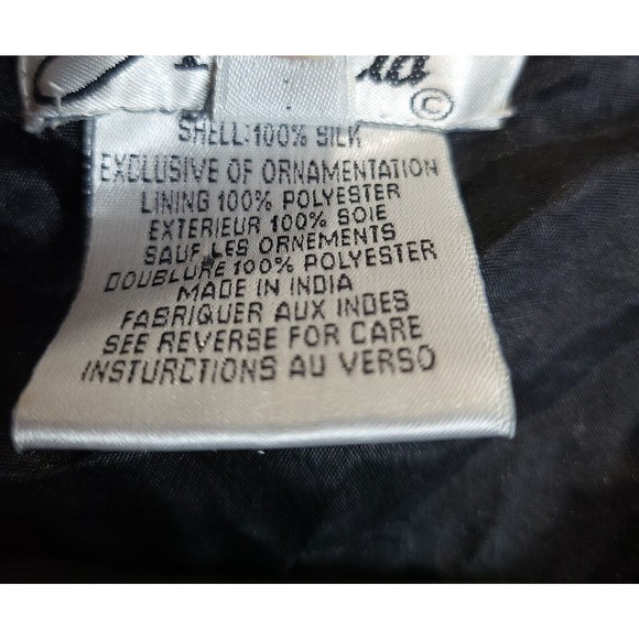 Silk Open Jacket Beaded Sequin AP Ltd Women M Black Evening Cocktail Festive Vtg - Picture 9 of 16